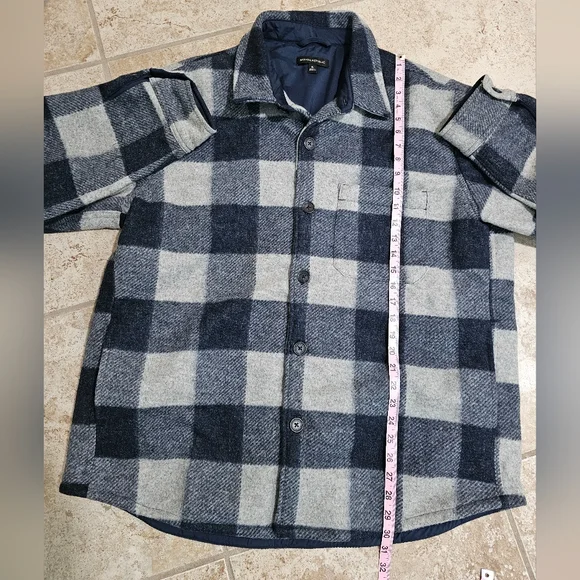 Banana Republic Navy Gray Buffalo Check Shirt Jacket Shacket XL Preppy Classic - Picture 8 of 8
